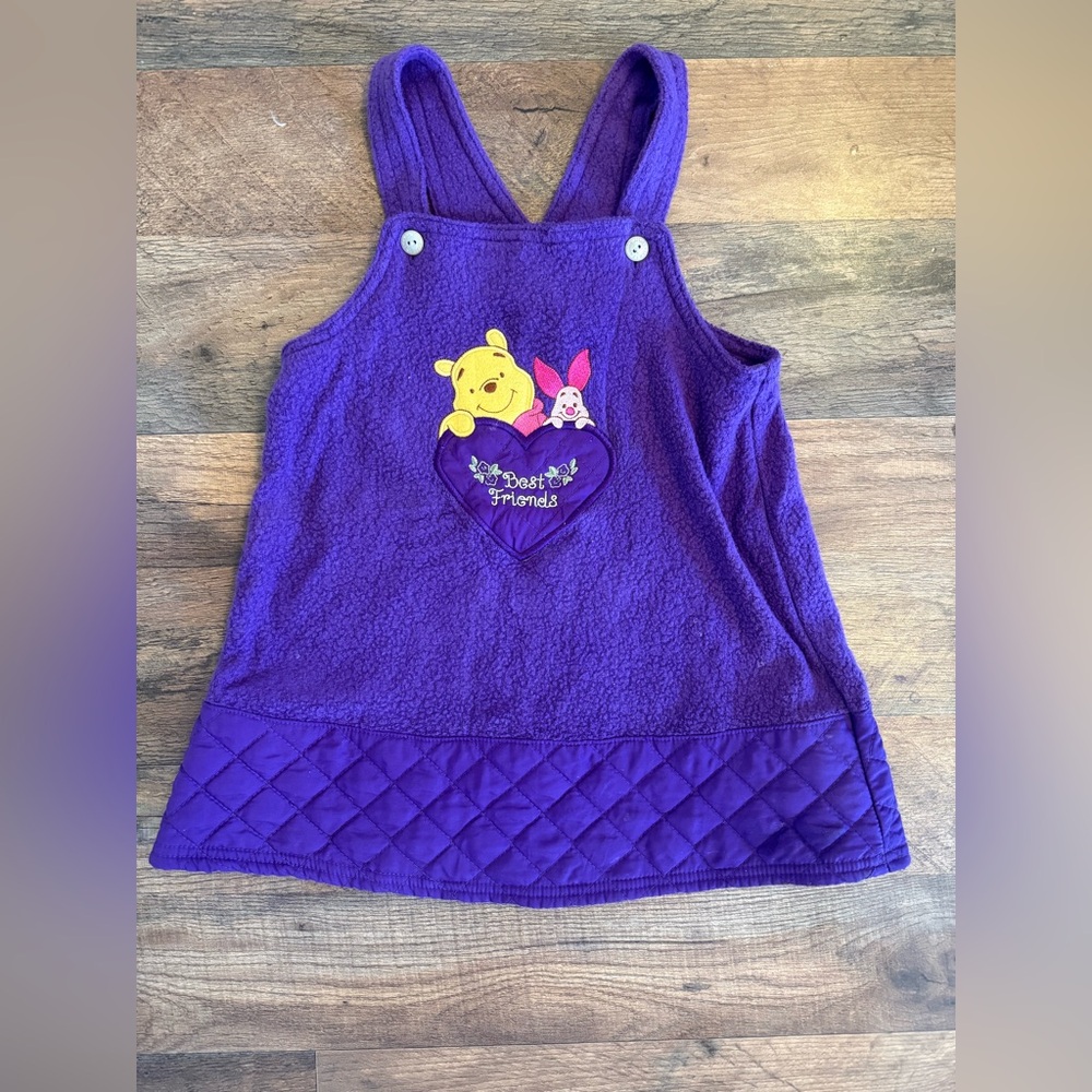 Vintage Purple Winnie the Pooh Overall Dress Featuring Pooh and Piglet